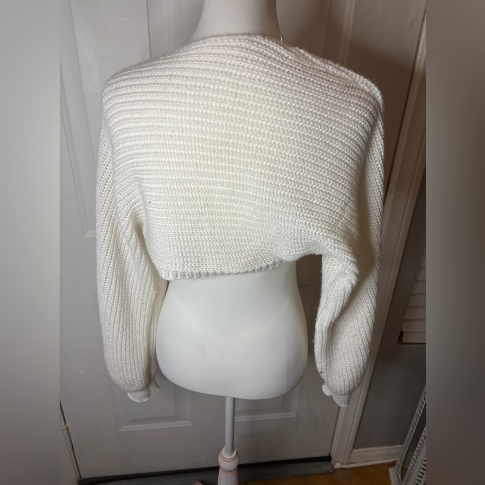 SHEIN | NWOT size large |  White Women's Sweater bolero. Chunky knit - Picture 5 of 12